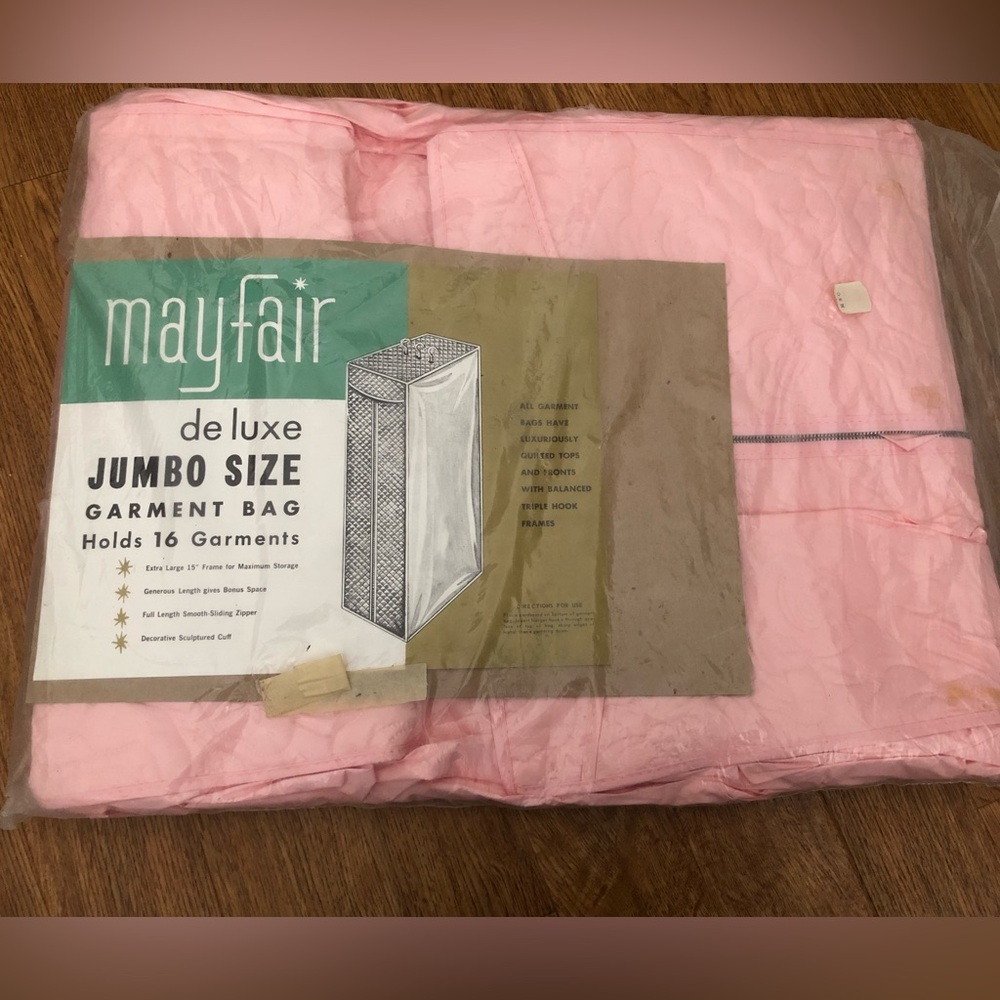 Vintage 1959’s never used pink clothing garment bag